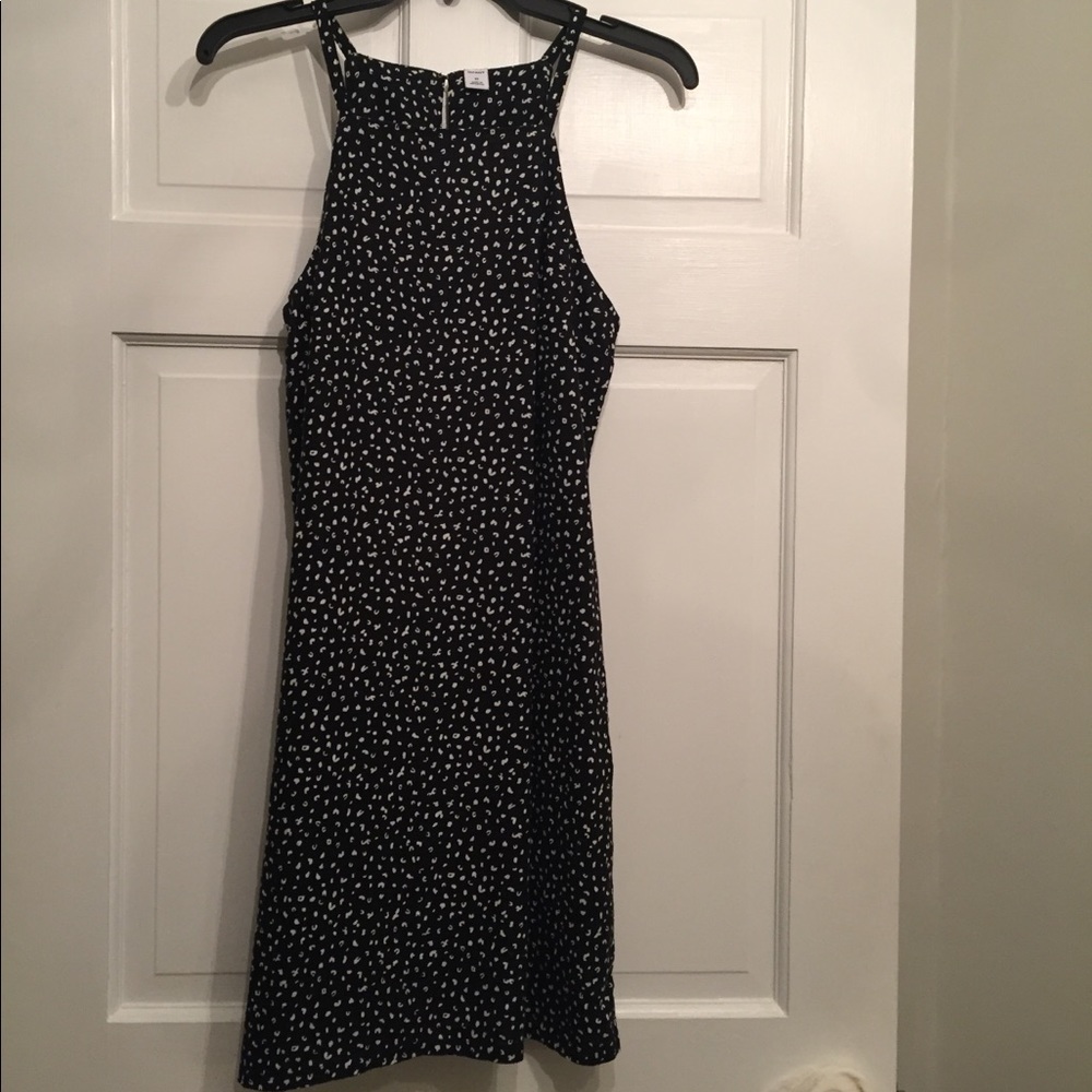 Black and White Leopard Print Linen Blend Dress